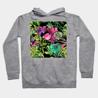 Seamless tropical flower, plant and leaf pattern background Hoodie